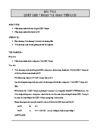 Thí nghiệm Vi xử lý CS1 - Bài thí nghiệm 3: Quét led 7 đoạn và giao tiếp LCD