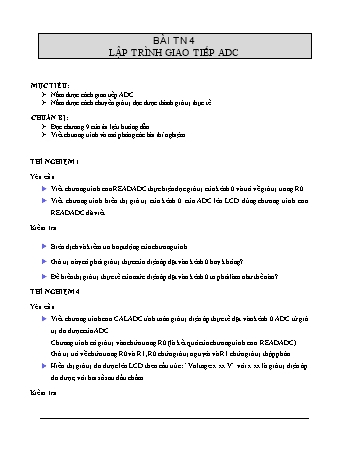 Thí nghiệm Vi xử lý CS1 - Bài thí nghiệm 4: Lập trình giao tiếp ADC