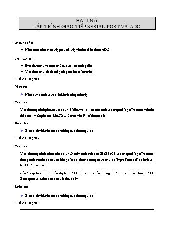 Thí nghiệm Vi xử lý CS2 - Bài thí nghiệm 5: Lập trình giao tiếp serial port và ADC