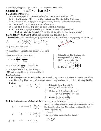 Tóm tắt bài giảng phần Điện-Từ - Chương I: Trường tĩnh điện - Nguyễn Minh Châu