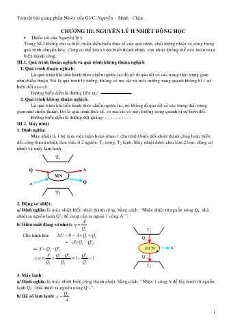 Tóm tắt bài giảng phần Nhiệt (Tiếp) - Nguyễn Minh Châu