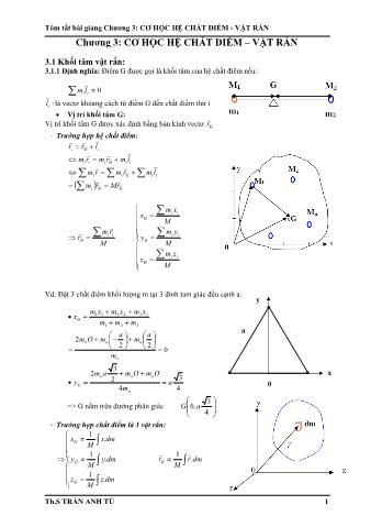 Tóm tắt bài giảng Vật lý A1 - Chương 3: Cơ học hệ chất điểm-vật rắn - Trần Anh Tú