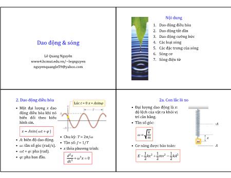 Bài giảng Vật lý 2 - Bài: Dao động & sóng - Lê Quang Nguyên