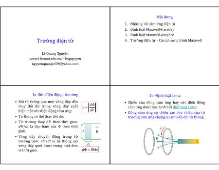Bài giảng Vật lý 2 - Trường điện từ - Lê Quang Nguyên