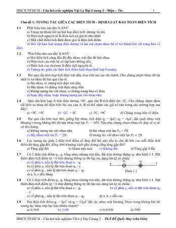 Câu hỏi trắc nghiệm Vật lý đại cương 2 - Chủ đề: Điện từ