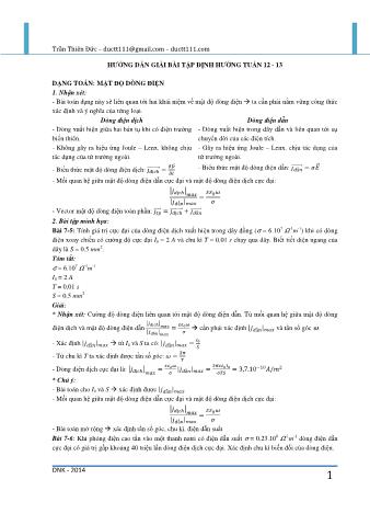 Định hướng giải bài tập Vật lý 1 - Chương: Điện tử - Tuần 12, 13 - Trần Thiên Đức