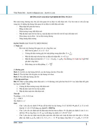 Định hướng giải bài tập Vật lý 1 - Chương: Điện tử - Tuần 5 - Trần Thiên Đức