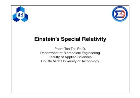 Physics 2 - Lecture 7: Einstein’s Special Relativity - Pham Tan Thi
