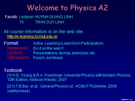 Physics A2 - Lecture 1 - Huynh Quang Linh