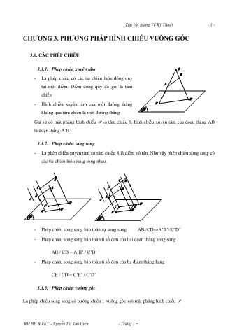 Tập bài giảng Vẽ kỹ thuật 1A - Chương 3: Phương pháp hình chiếu vuông góc