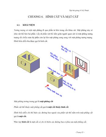 Tập bài giảng Vẽ kỹ thuật - Chương 6: Hình cắt và mặt cắt
